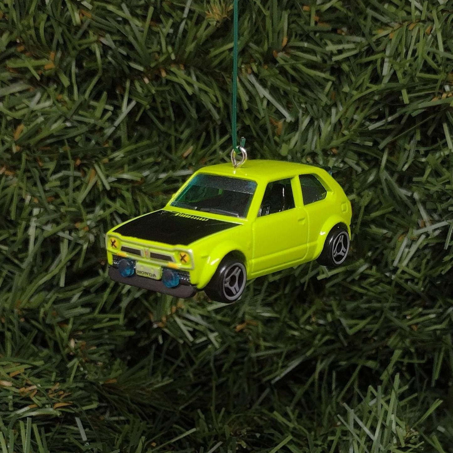 HONDA CIVIC Christmas Ornament 1973 Custom Unique Gift Idea unique Xmas tree decoration white 1973 to 1979 Bright Green