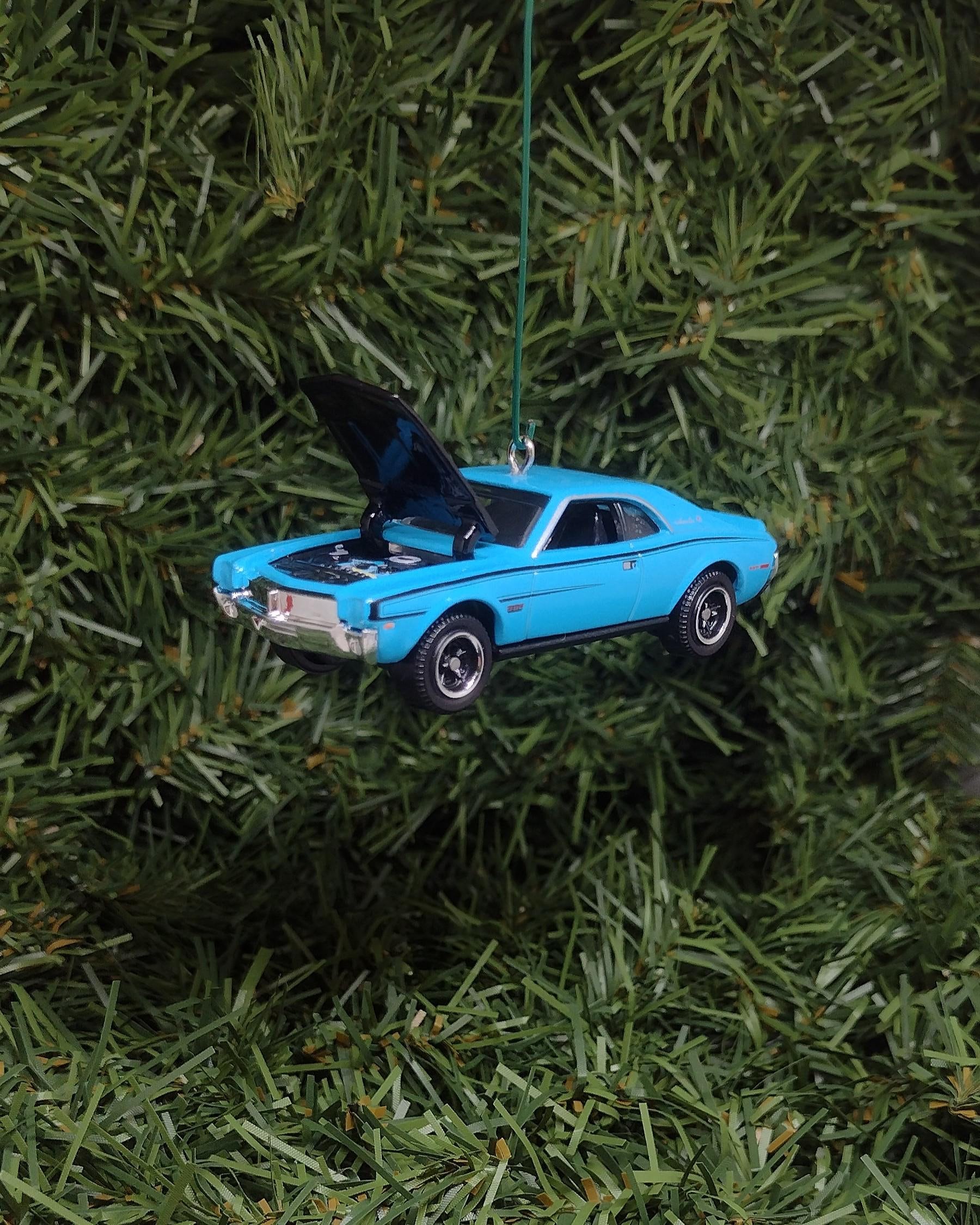 AMC 1970 JAVELIN Christmas Ornament Unique Gift Idea Xmas Tree Decoration Muscle Car Hood Opens