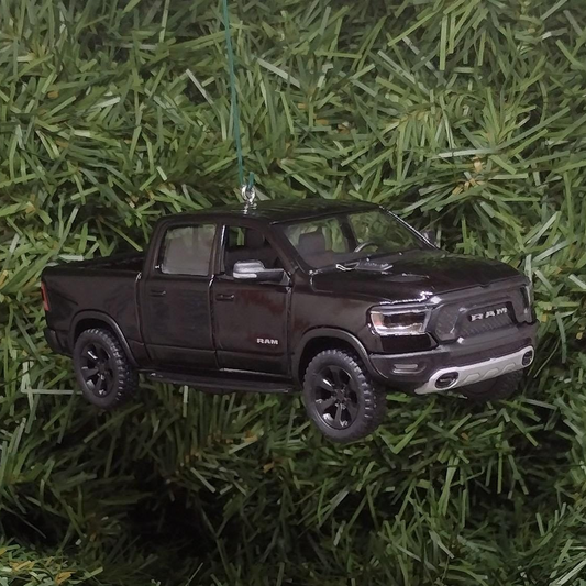 DODGE RAM 1500 Ornament 2019 Christmas Gift Idea Unique Xmas Tree Decoration 4x4 Pickup Truck doors open Black
