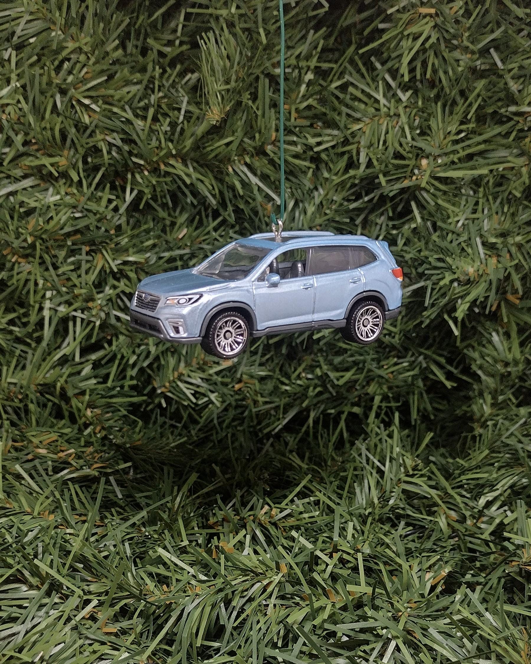 Subaru Forester Christmas Ornament Unique Gift Idea 2019 2020 2021 Car Xmas Tree Decoration Light Blue