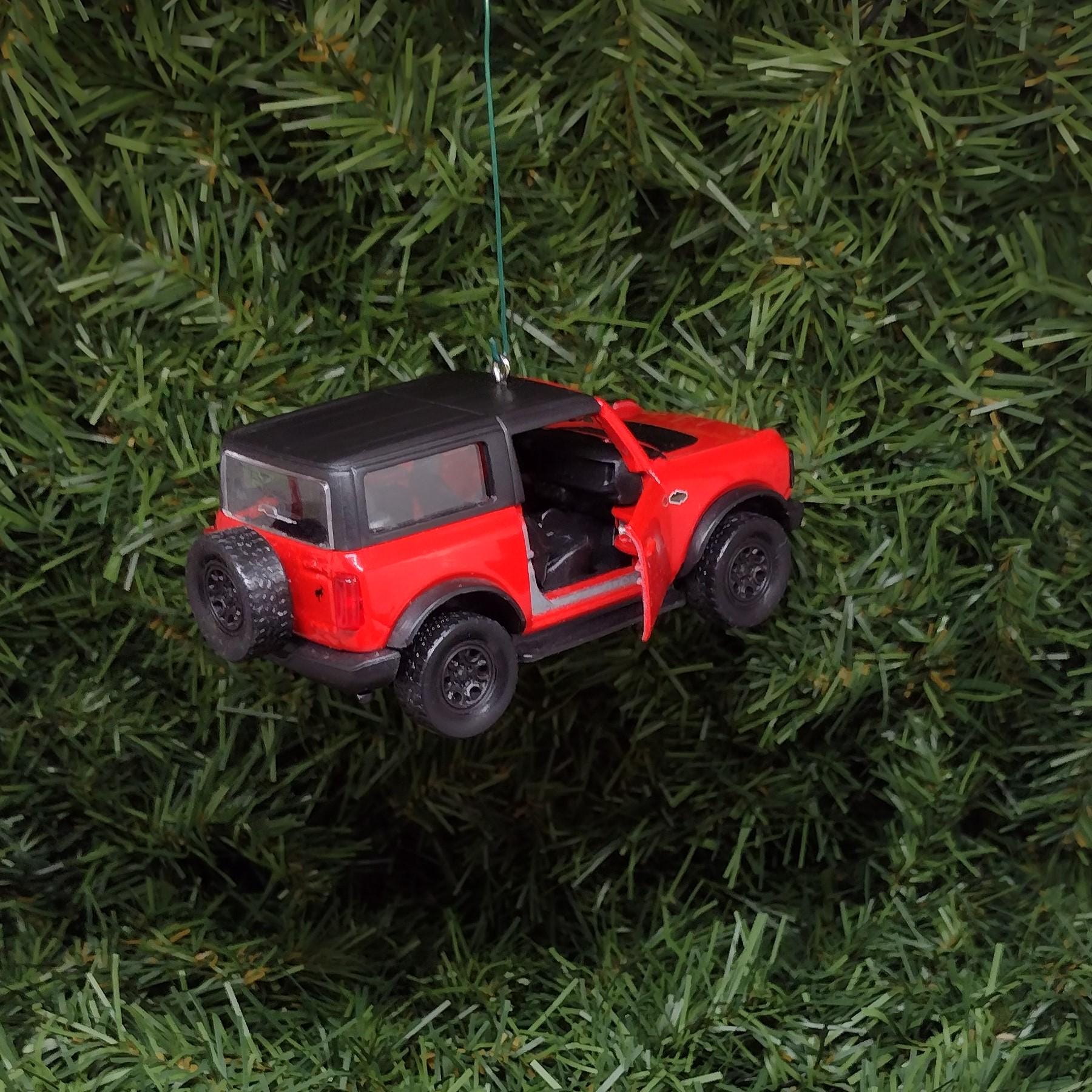 FORD BRONCO Christmas Ornament Unique Gift Idea 4.5 Inch Red Xmas Tree Decoration 4x4 SUV 2021 2022 2023 2024 Doors Open