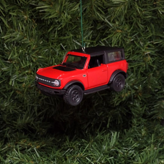 FORD BRONCO Christmas Ornament Unique Gift Idea 4.5 Inch Red Xmas Tree Decoration 4x4 SUV 2021 2022 2023 2024 Doors Open