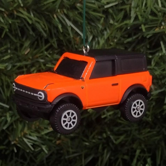 Ford Bronco Ornament 2021 Christmas Tree Decoration fun gift idea for car enthusiast unique xmas present Orange