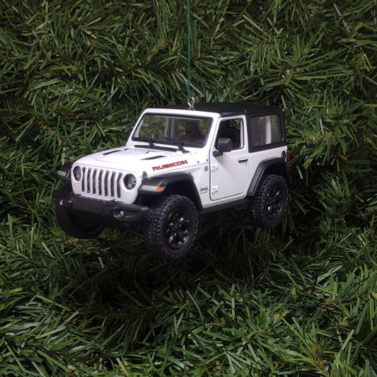 Jeep Wrangler Ornament Christmas Gift Idea Fun Automotive Xmas tree Decoration 5 inches long 2018 White