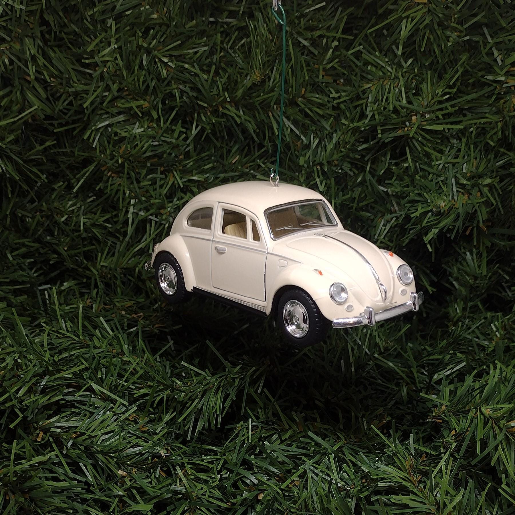 VW Beetle 1967 Ornament Christmas tree decoration Unique gift idea Volkswagen fun Xmas present 5 inch olp Eggshell/White