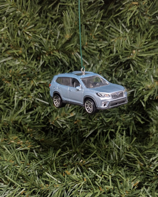 Subaru Forester Christmas Ornament Unique Gift Idea 2019 2020 2021 Car Xmas Tree Decoration Light Blue