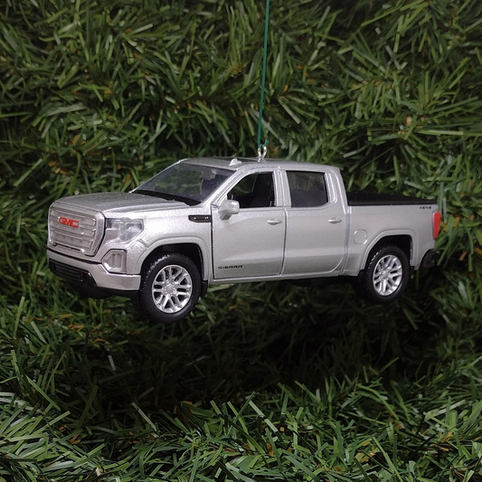 GMC SIERRA Ornament Christmas Tree Decoration Fun Automotive Xmas Gift Idea 5 Inch 2019 Pickup Truck Silver 2020 2021