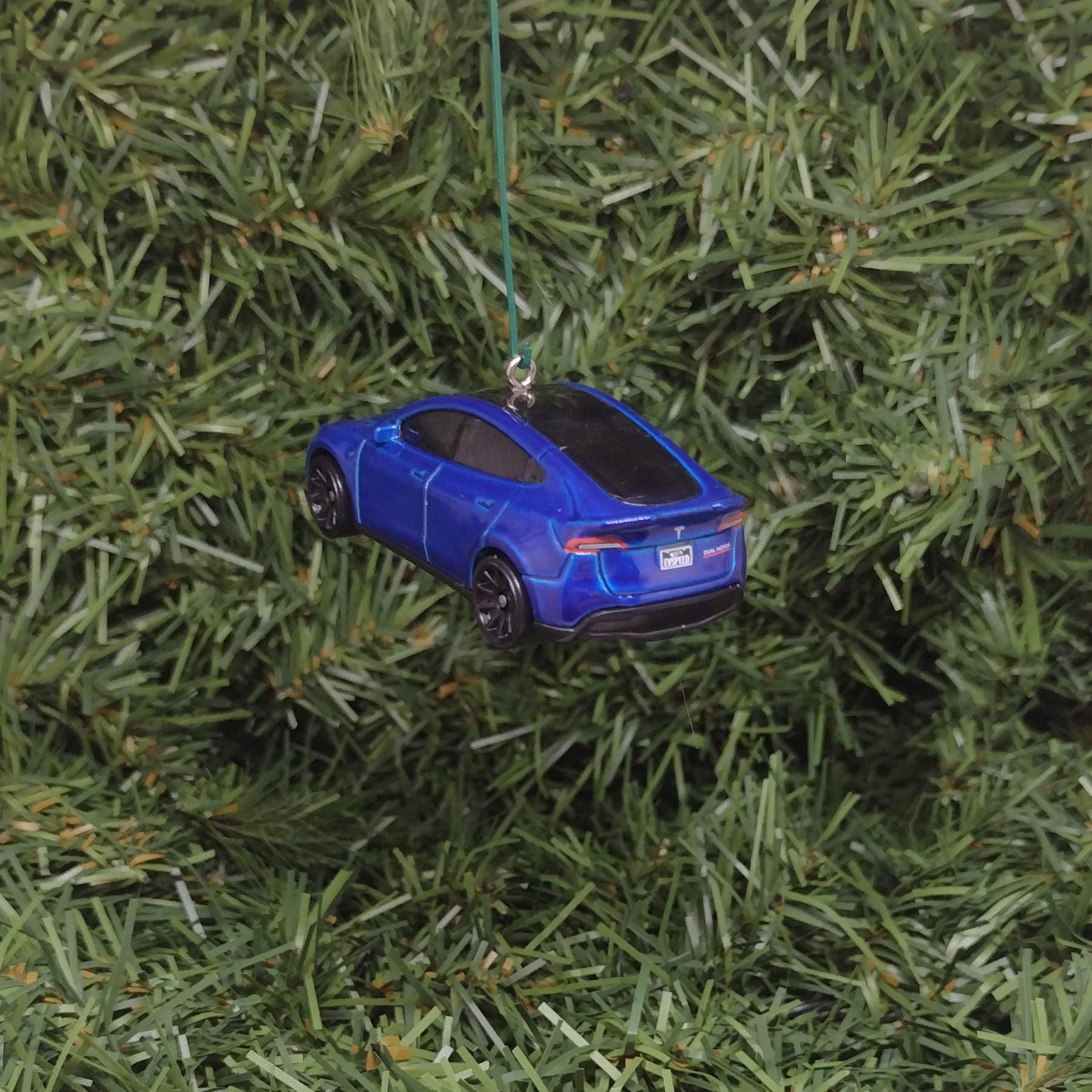 Tesla Model Y Ornament Christmas Gift Unique Car Xmas Tree Decoration Elon Musk EV Blue