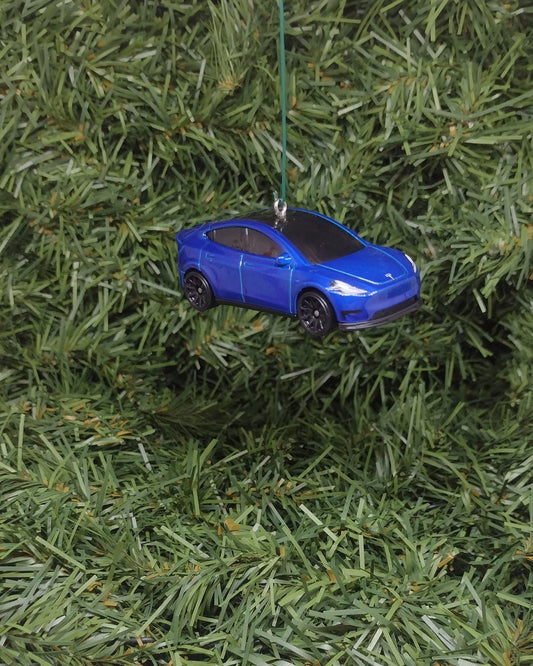 Tesla Model Y Ornament Christmas Gift Unique Car Xmas Tree Decoration Elon Musk EV Blue