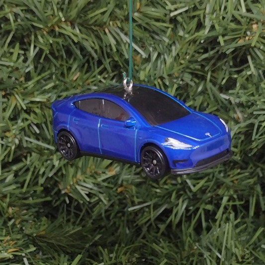 Tesla Model Y Ornament Christmas Gift Unique Car Xmas Tree Decoration Elon Musk EV Blue