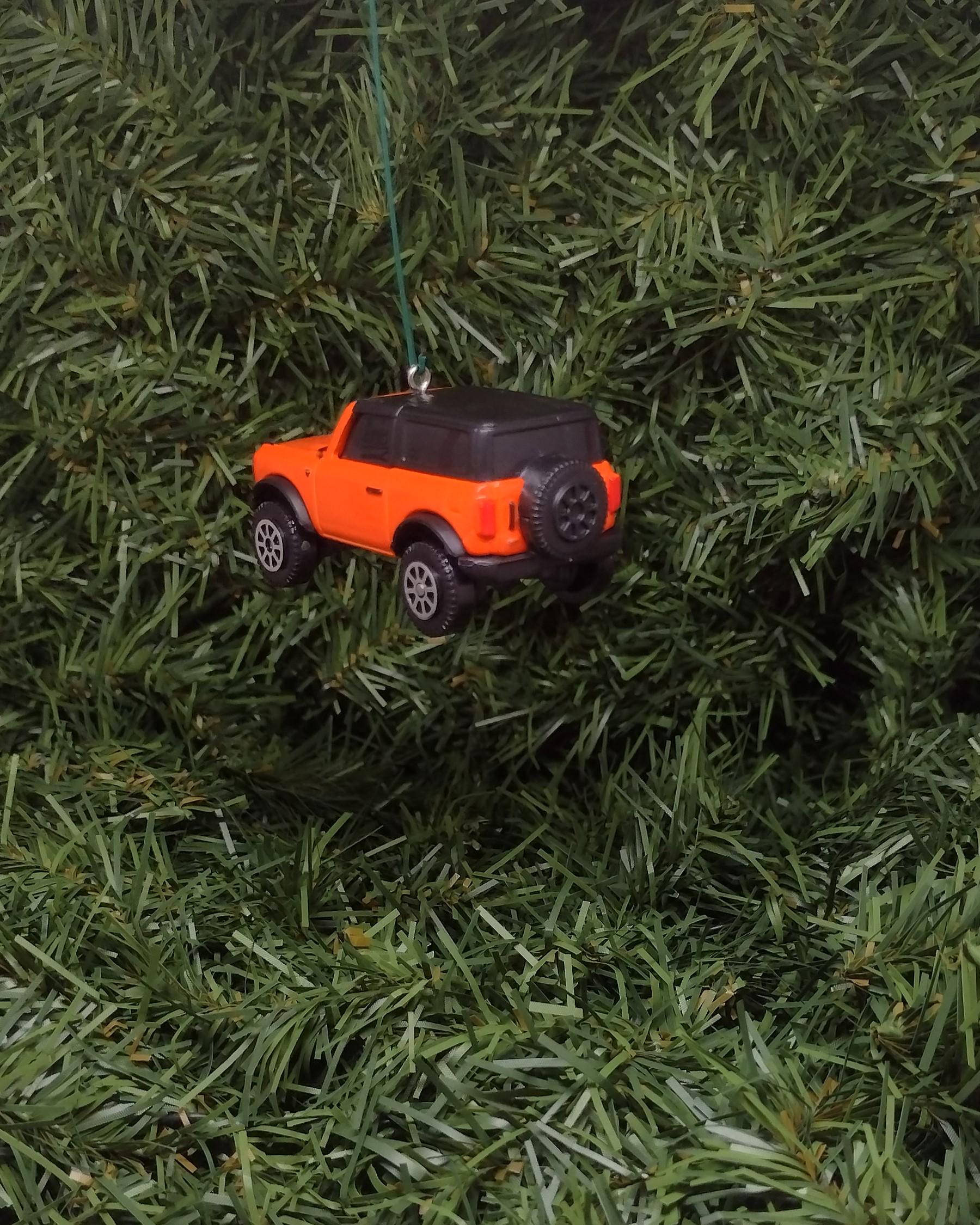 Ford Bronco Ornament 2021 Christmas Tree Decoration fun gift idea for car enthusiast unique xmas present Orange