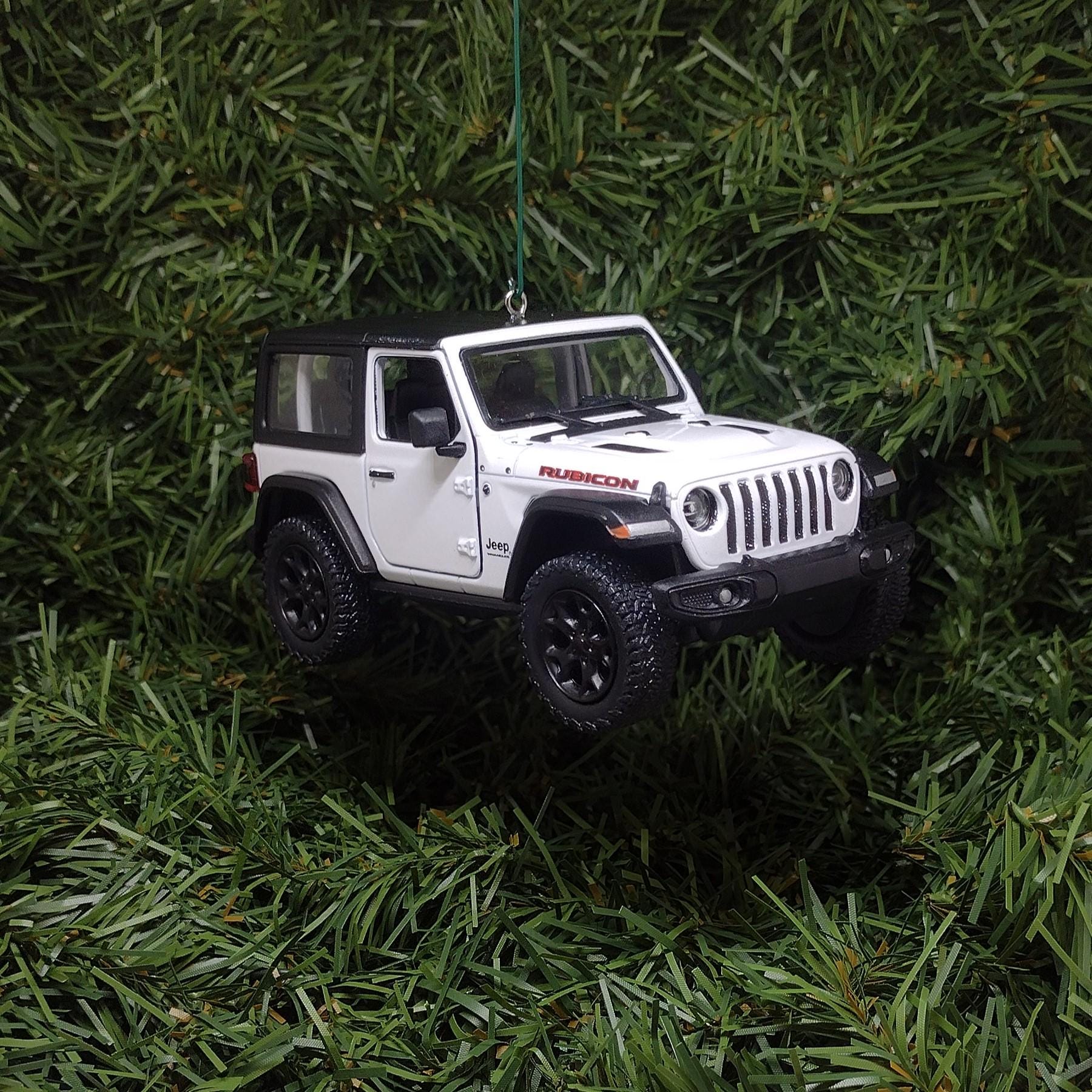 Jeep Wrangler Ornament Christmas Gift Idea Fun Automotive Xmas tree Decoration 5 inches long 2018 White