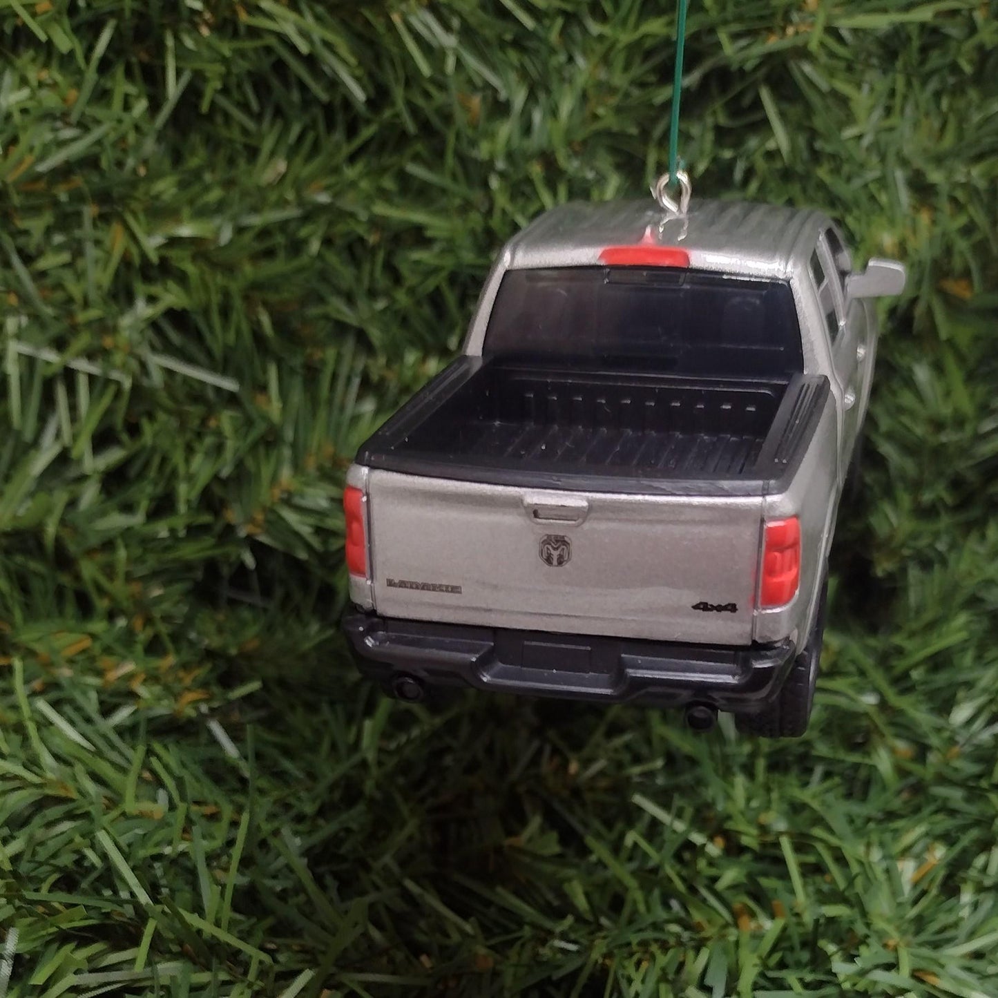 DODGE RAM 1500 Ornament 2019 Christmas Gift Idea Unique Xmas Tree Decoration 4x4 Pickup Truck doors open Silver