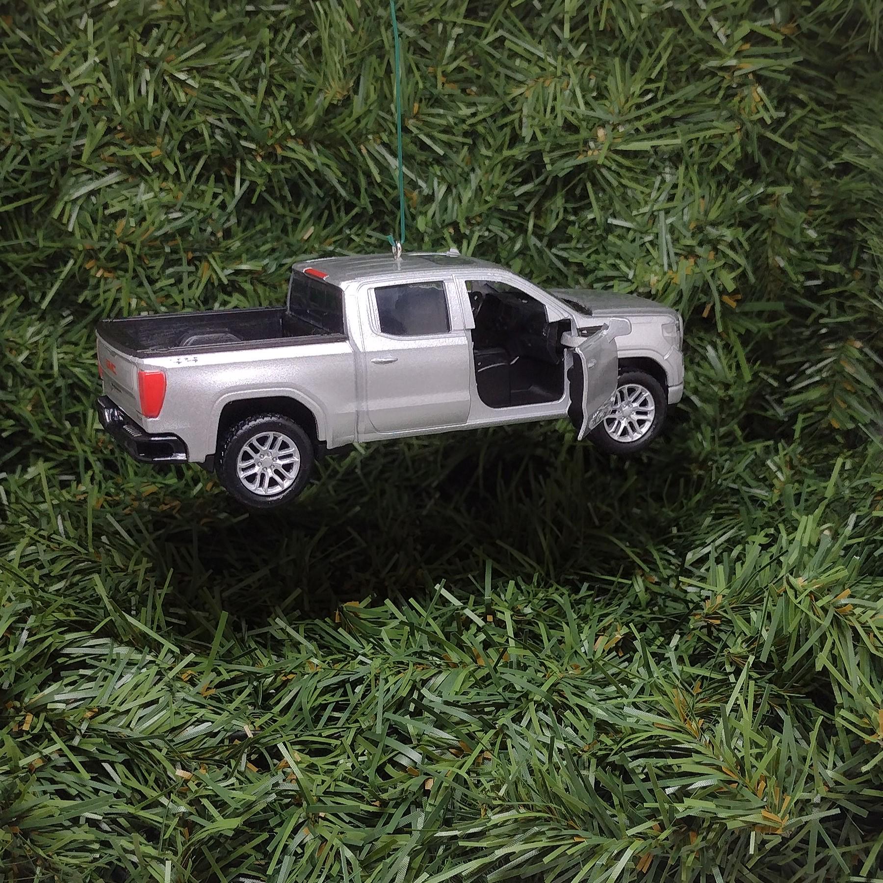 GMC SIERRA Ornament Christmas Tree Decoration Fun Automotive Xmas Gift Idea 5 Inch 2019 Pickup Truck Silver 2020 2021