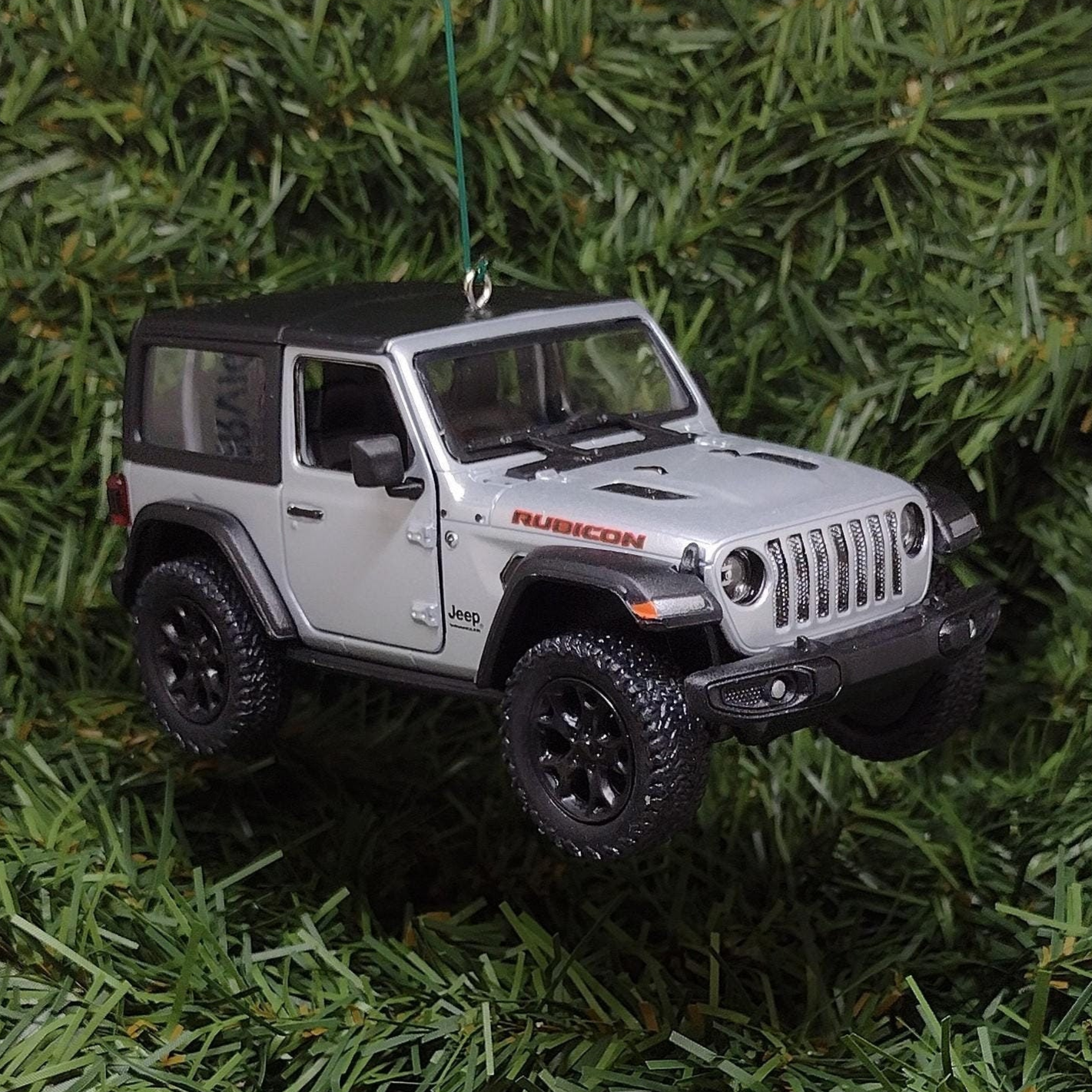 Jeep Wrangler Ornament Christmas Gift Idea Fun Automotive Xmas tree Decoration 5 inches long 2018 Silver