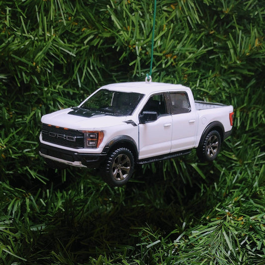 FORD F-150 Raptor Truck Ornament Christmas Tree Decoration Fun Automotive Xmas Gift Idea 5 inch 2022-2024 Black White Red Blue