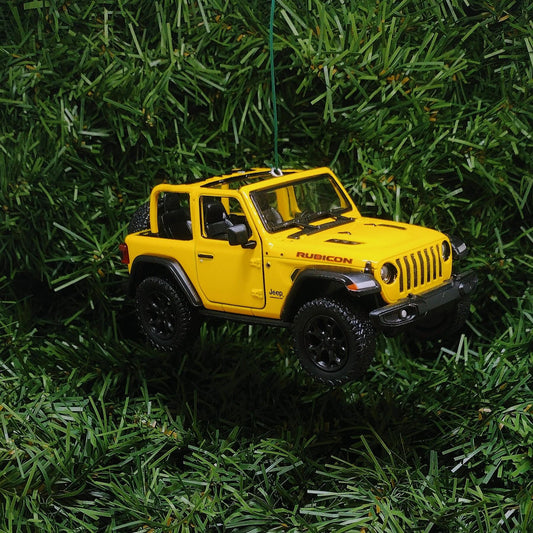 JEEP Wrangler Christmas Ornament OPEN TOP Gift Idea Fun Xmas tree Decoration 5 inch 2018 yellow