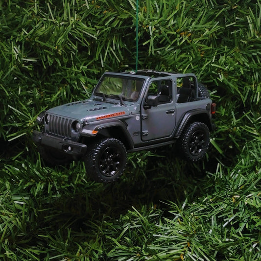 JEEP Wrangler Christmas Ornament OPEN TOP Gift Idea Fun Xmas tree Decoration 5 inch 2018 dark grey gray