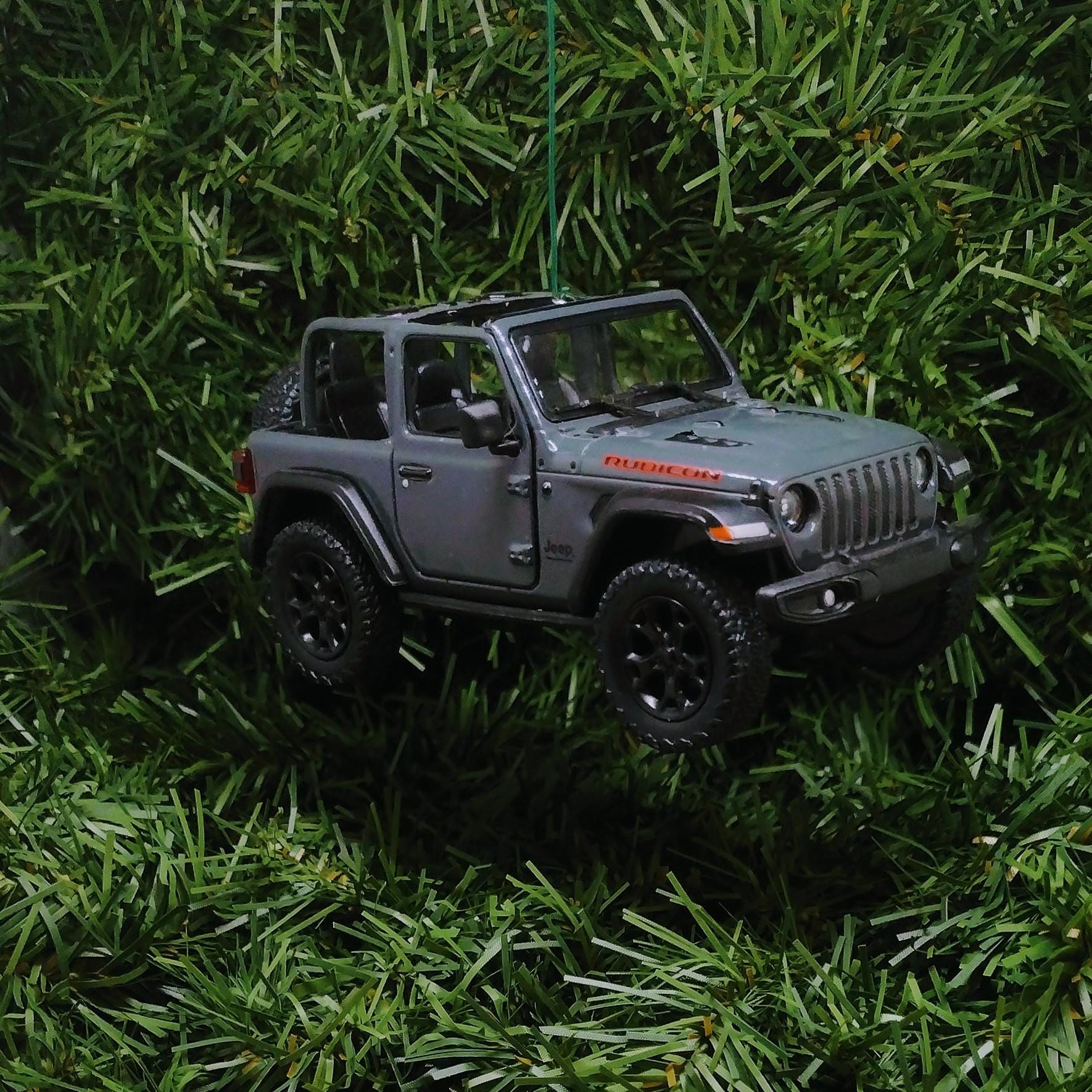 JEEP Wrangler Christmas Ornament OPEN TOP Gift Idea Fun Xmas tree Decoration 5 inch 2018 dark grey gray