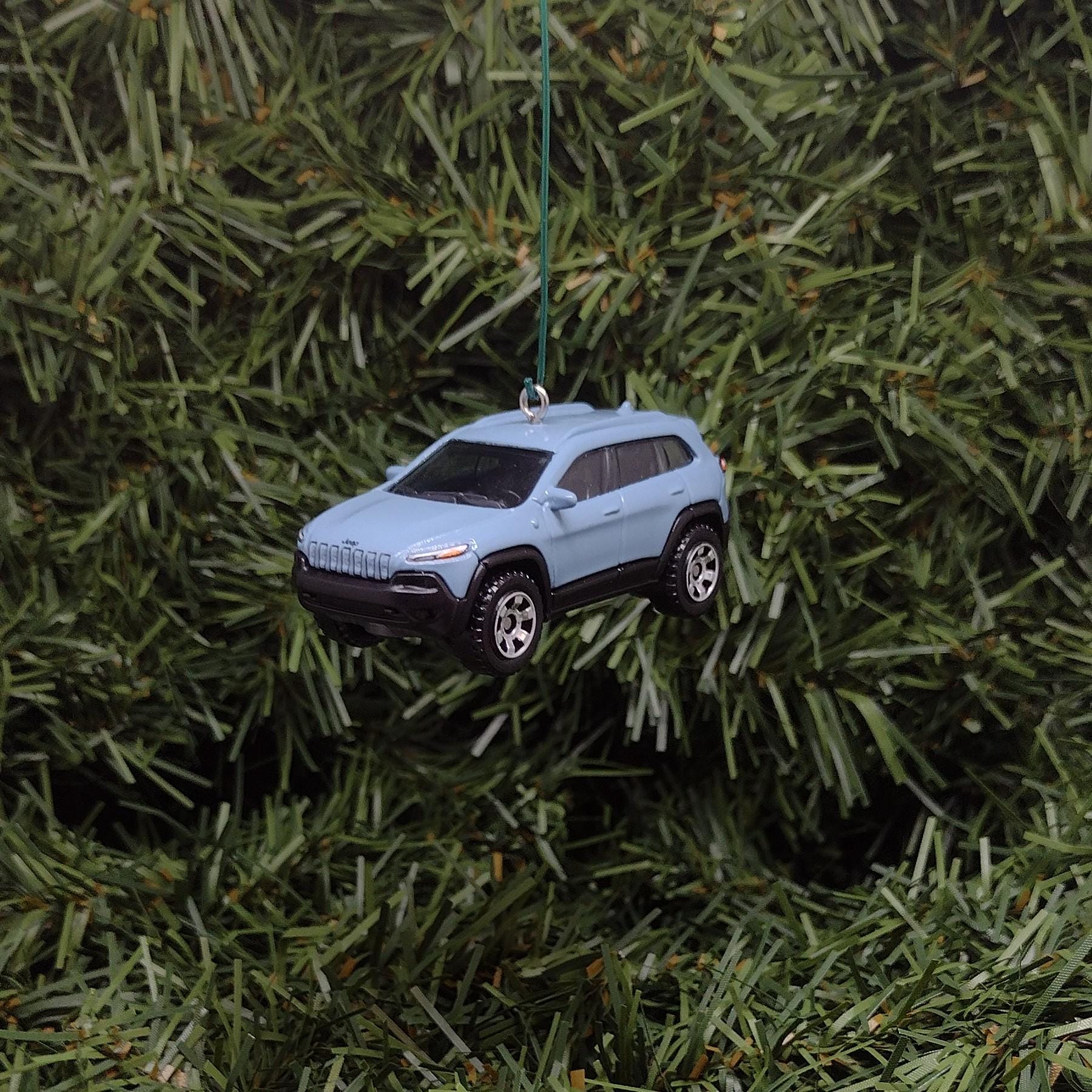 JEEP CHEROKEE Ornament Christmas Gift Idea Unique Xmas Tree Decoration 2014 Trailhawk 4x4 SUV Light Blue
