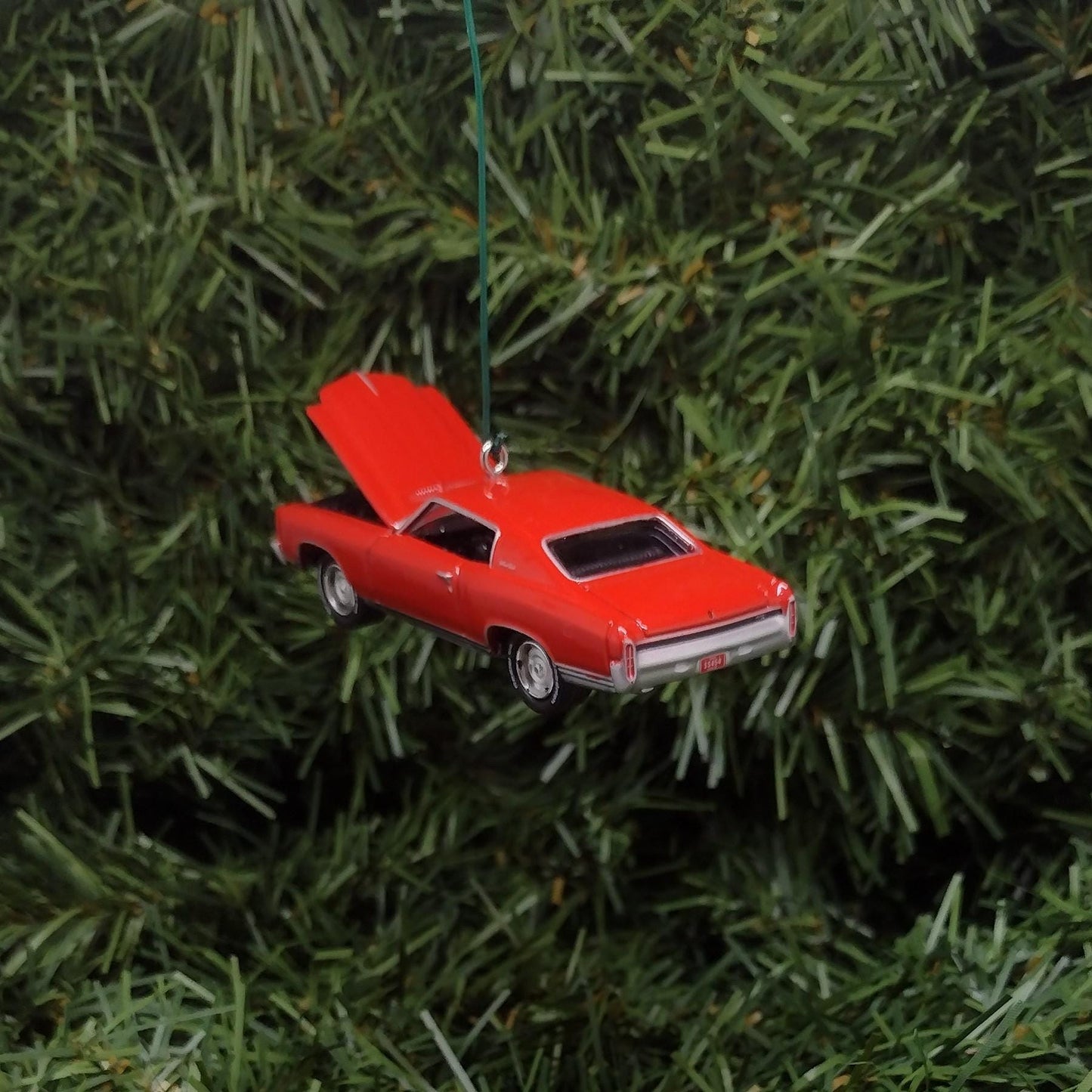 Chevy MONTE CARLO SS 1971 Ornament Christmas Tree Decoration 71 Chevrolet Unique Xmas Gift Idea Hood Opens Red