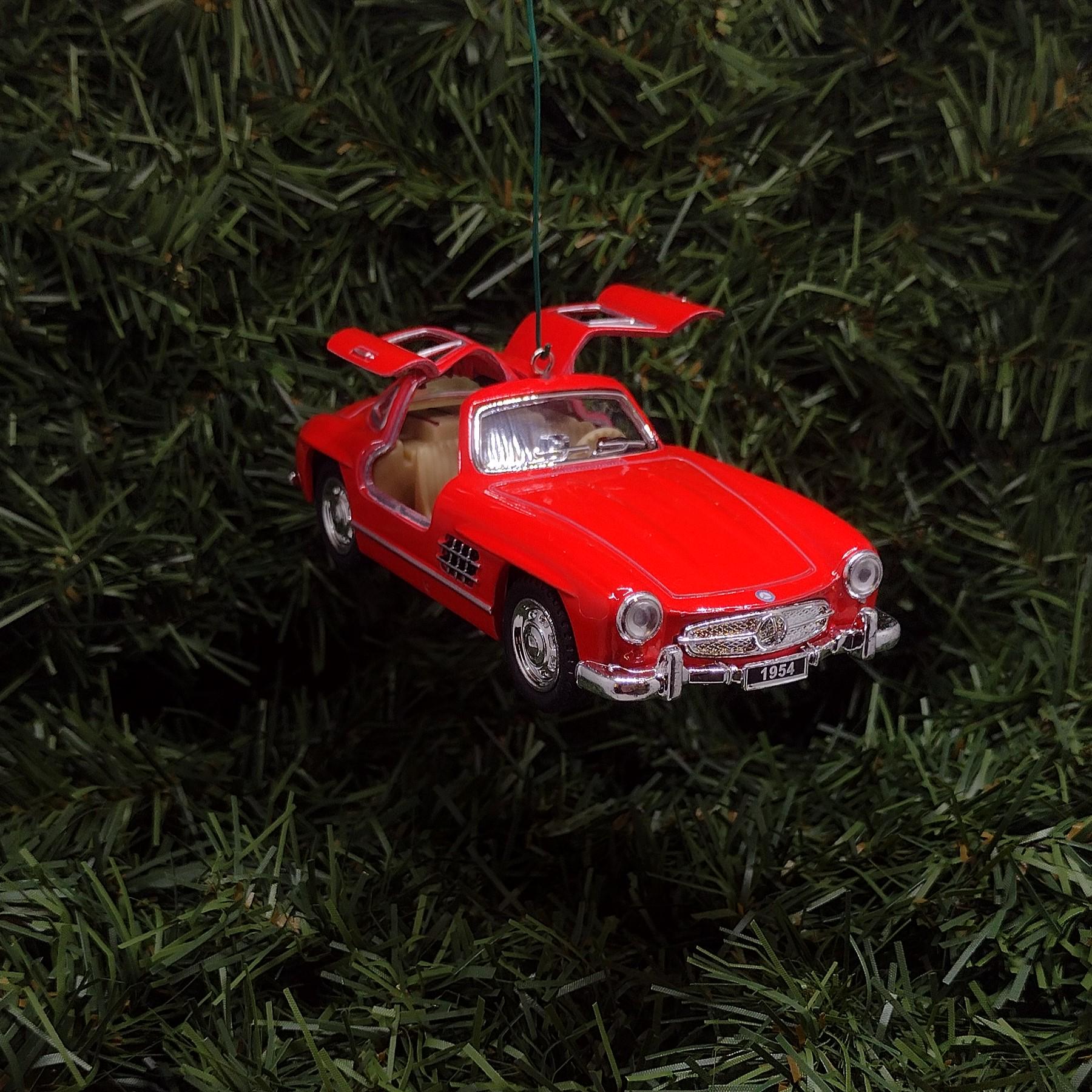 1954 Mercedes-Benz 300 SL Ornament Christmas Tree Decoration Fun Automotive Xmas Gift Idea 5 inch 1955 1956 1957 Red