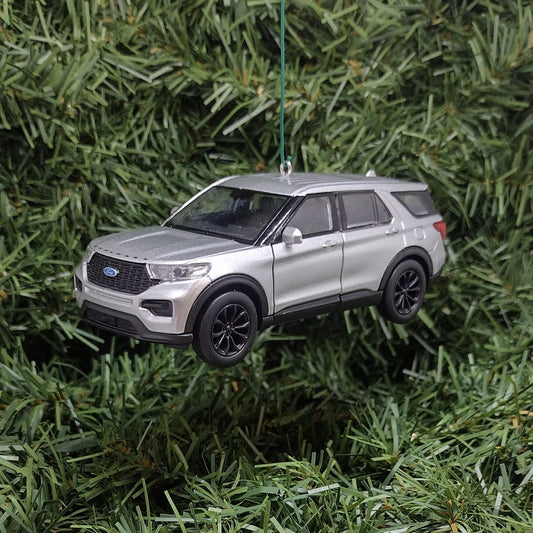 FORD Explorer Ornament Christmas Tree Decoration 2023 Fun Automotive Xmas Gift Idea 5 inch Silver Blue Red 2020 2021 2022 2024