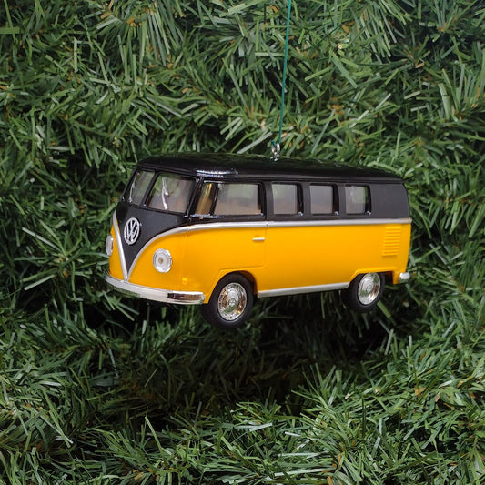 1962 VW Bus Ornament Christmas Tree Decoration Yellow Fun Automotive Gift For Car Enthusiast Volkswagen Unique Xmas Idea Licensed
