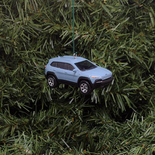 JEEP CHEROKEE Ornament Christmas Gift Idea Unique Xmas Tree Decoration 2014 Trailhawk 4x4 SUV Light Blue