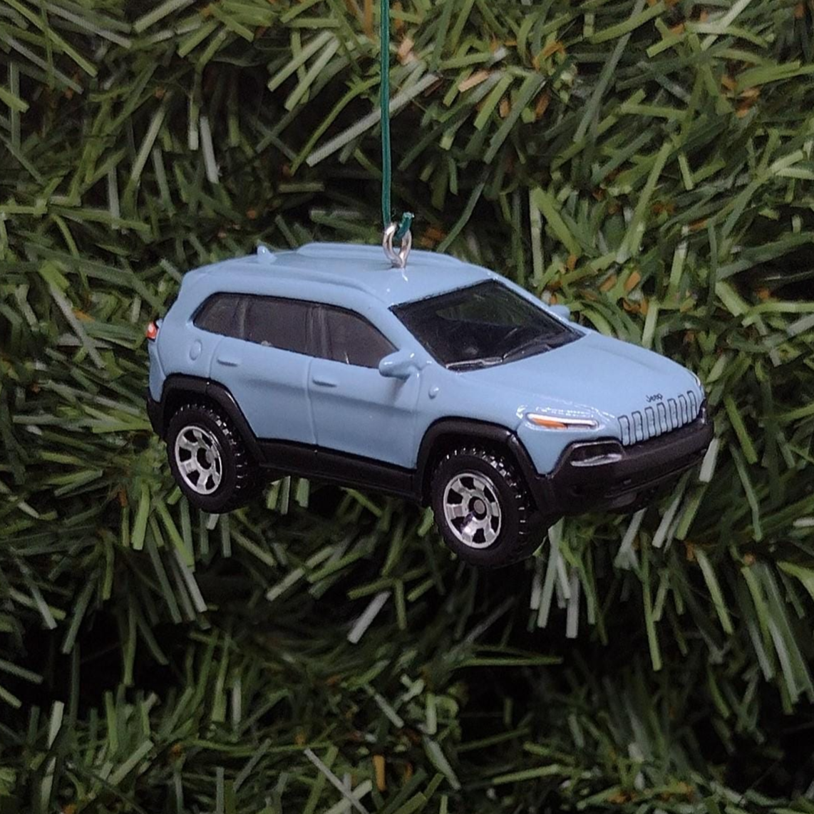 JEEP CHEROKEE Ornament Christmas Gift Idea Unique Xmas Tree Decoration 2014 Trailhawk 4x4 SUV Light Blue