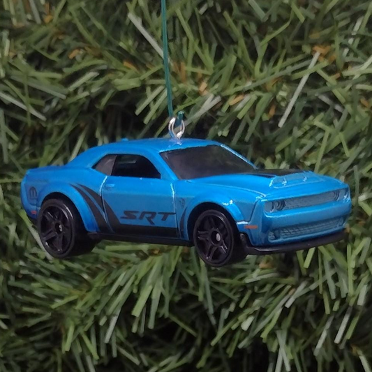 DODGE CHALLENGER Ornament 2018 SRT Demon Christmas Gift Idea Blue Xmas Tree Decoration