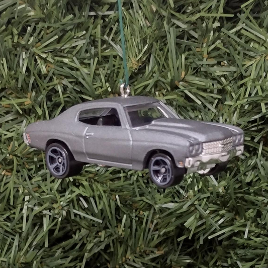Chevy Chevelle SS 1970 Ornament Christmas Tree Decoration Fun Gift For Car Enthusiast Chevrolet Unique Xmas Gift Idea Flat Gray