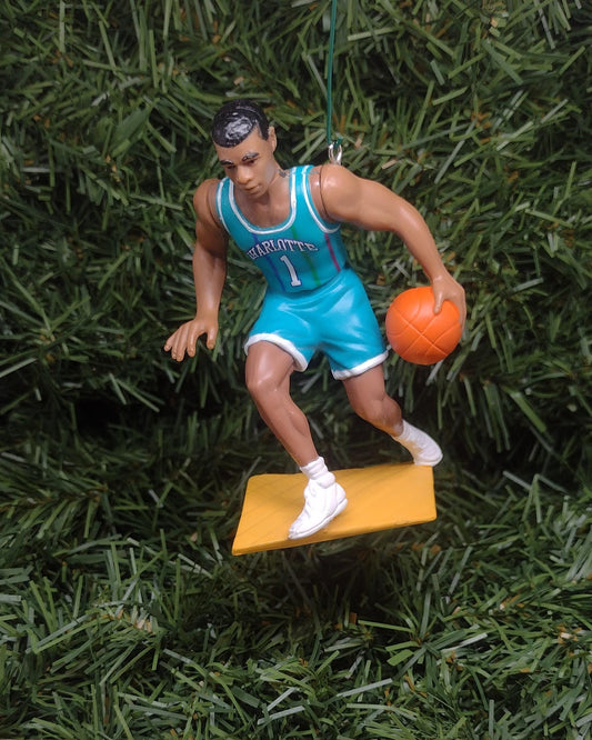 CHARLOTTE HORNETS Christmas Ornaments Larry Johnson Muggsy Bogues Anthony Mason Glen Rice Xmas Tree Gift