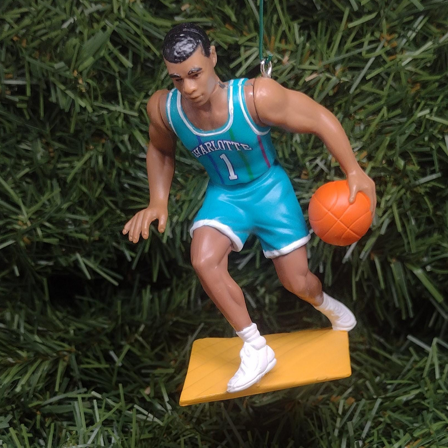 CHARLOTTE HORNETS Christmas Ornaments Larry Johnson Muggsy Bogues Anthony Mason Glen Rice Xmas Tree Gift