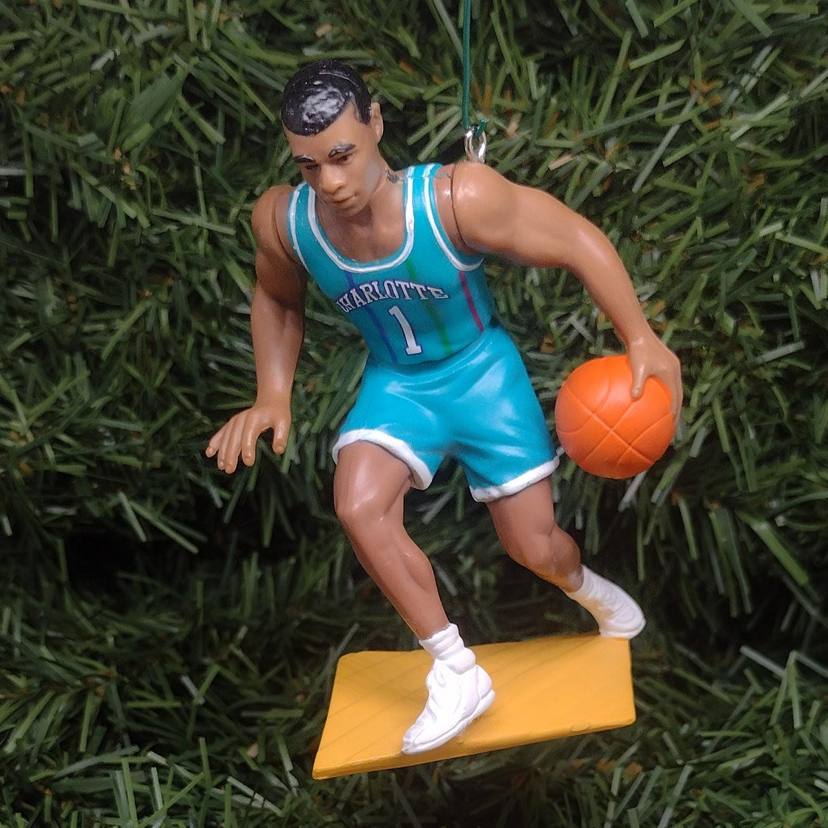CHARLOTTE HORNETS NBA Christmas Ornaments Larry Johnson Muggsy Bogues Anthony Mason Glen Rice Xmas Gift