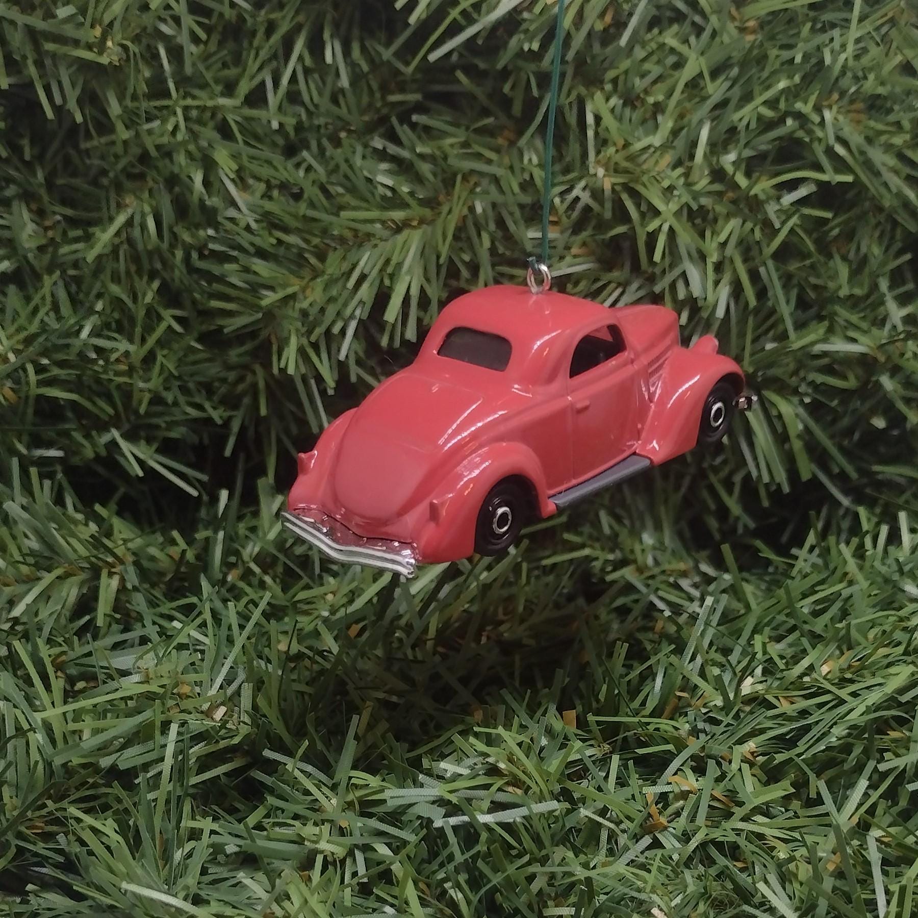 1936 Ford Coupe Ornament Christmas Gift Xmas Tree Decoration Green Red