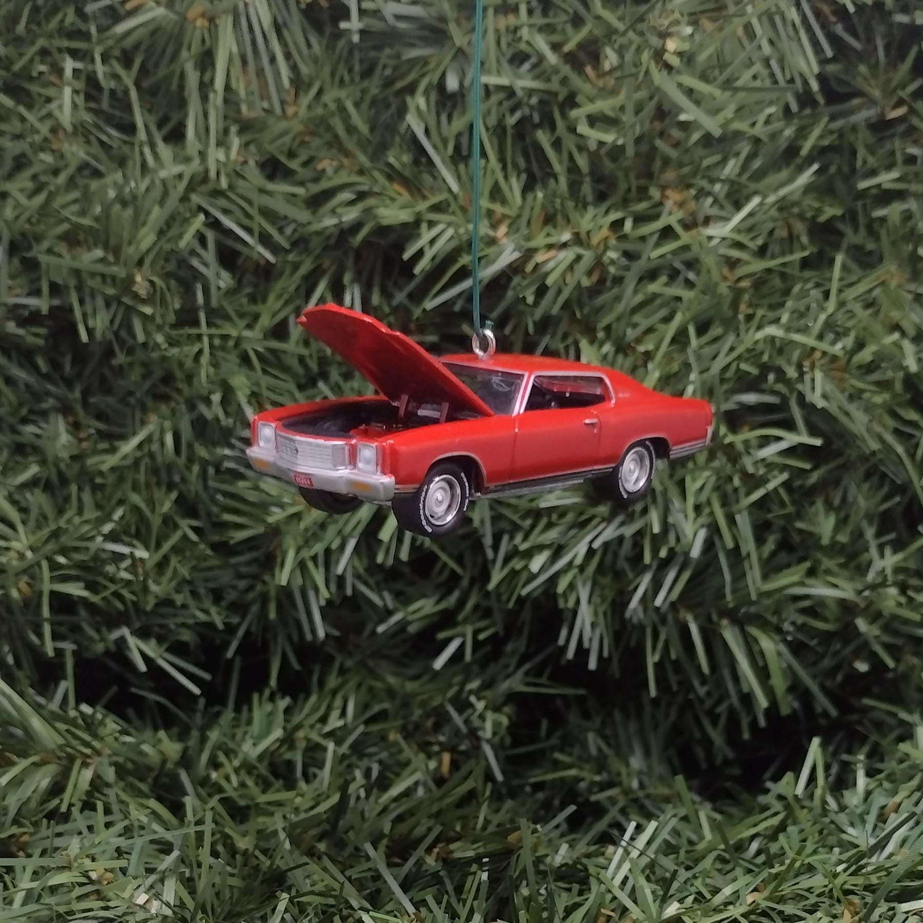 Chevy MONTE CARLO SS 1971 Ornament Christmas Tree Decoration 71 Chevrolet Unique Xmas Gift Idea Hood Opens Red