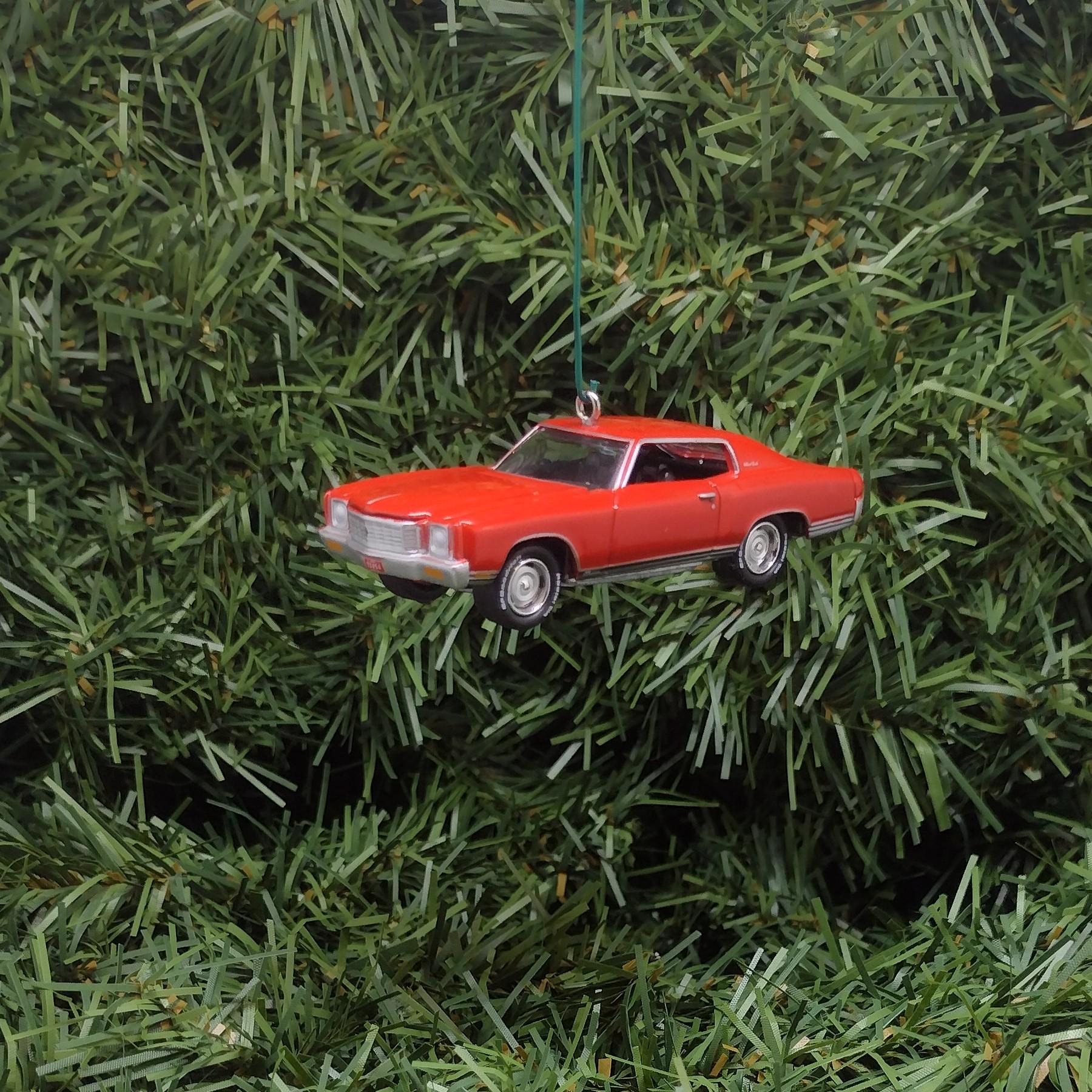 Chevy MONTE CARLO SS 1971 Ornament Christmas Tree Decoration 71 Chevrolet Unique Xmas Gift Idea Hood Opens Red