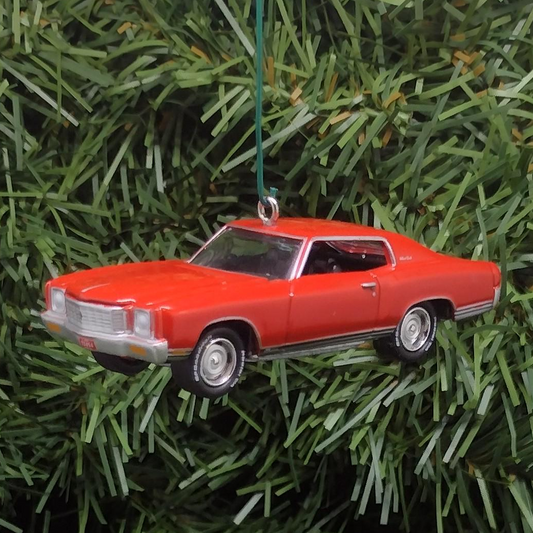 Chevy MONTE CARLO SS 1971 Ornament Christmas Tree Decoration 71 Chevrolet Unique Xmas Gift Idea Hood Opens Red