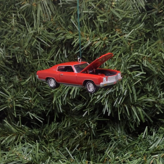 Chevy MONTE CARLO SS 1971 Ornament Christmas Tree Decoration 71 Chevrolet Unique Xmas Gift Idea Hood Opens Red