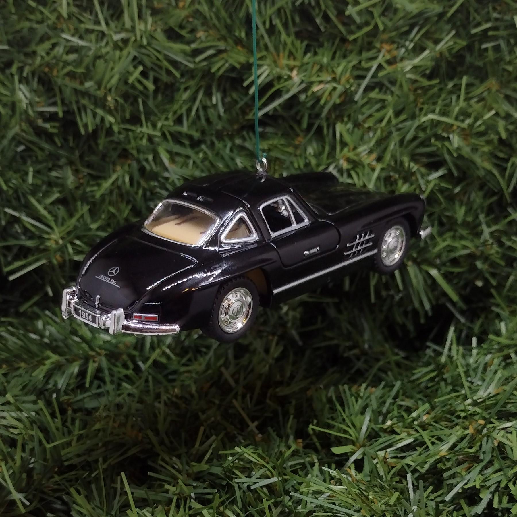 1954 Mercedes-Benz 300 SL Ornament Christmas Tree Decoration Fun Automotive Xmas Gift Idea 5 inch 1955 1956 1957 Black