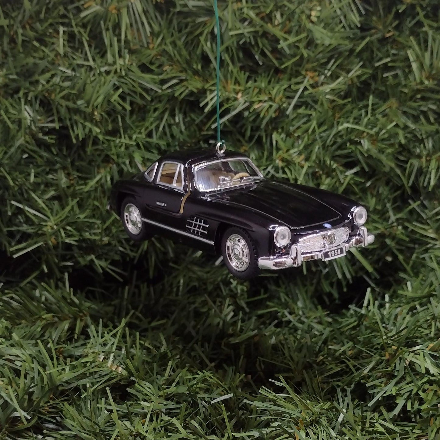 1954 Mercedes-Benz 300 SL Ornament Christmas Tree Decoration Fun Automotive Xmas Gift Idea 5 inch 1955 1956 1957 Black