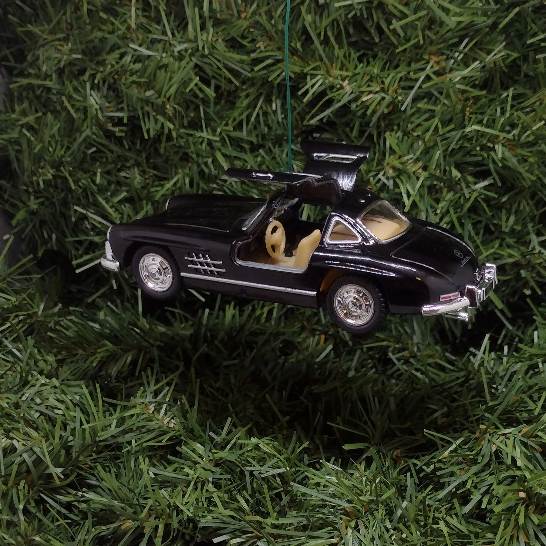 1954 Mercedes-Benz 300 SL Ornament Christmas Tree Decoration Fun Automotive Xmas Gift Idea 5 inch 1955 1956 1957 Black