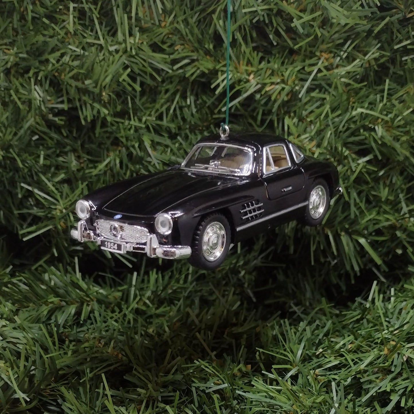 1954 Mercedes-Benz 300 SL Ornament Christmas Tree Decoration Fun Automotive Xmas Gift Idea 5 inch 1955 1956 1957 Black