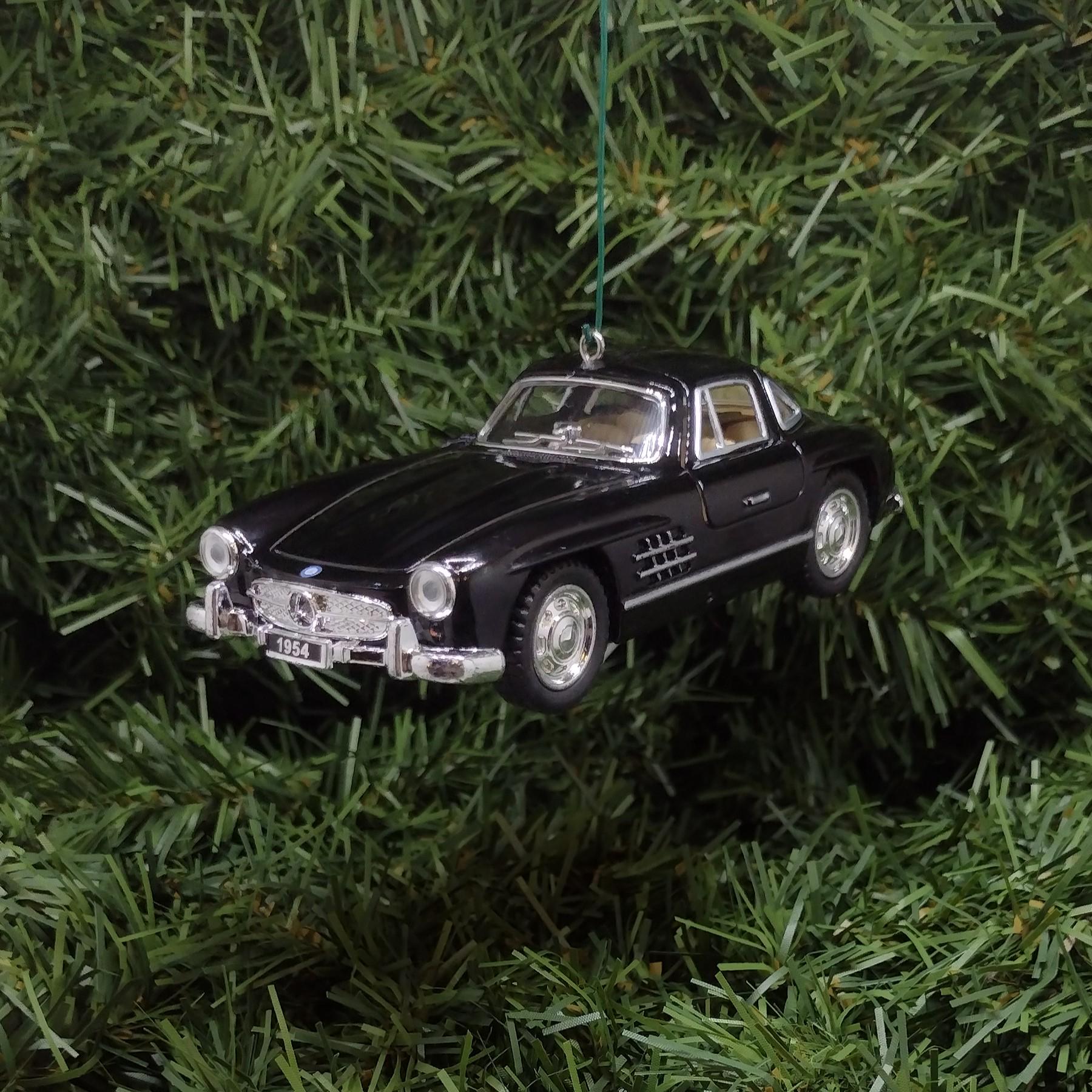 1954 Mercedes-Benz 300 SL Ornament Christmas Tree Decoration Fun Automotive Xmas Gift Idea 5 inch 1955 1956 1957 Black