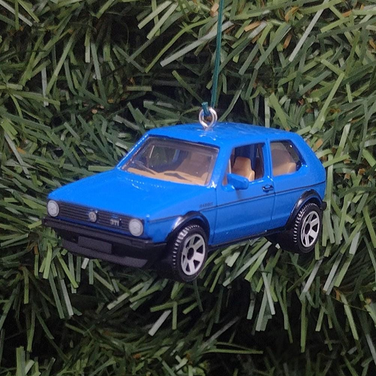 VW Golf MK1 GTI Ornament Christmas Gift 1976 Volkswagen Xmas Tree Decoration Blue Silver Licensed
