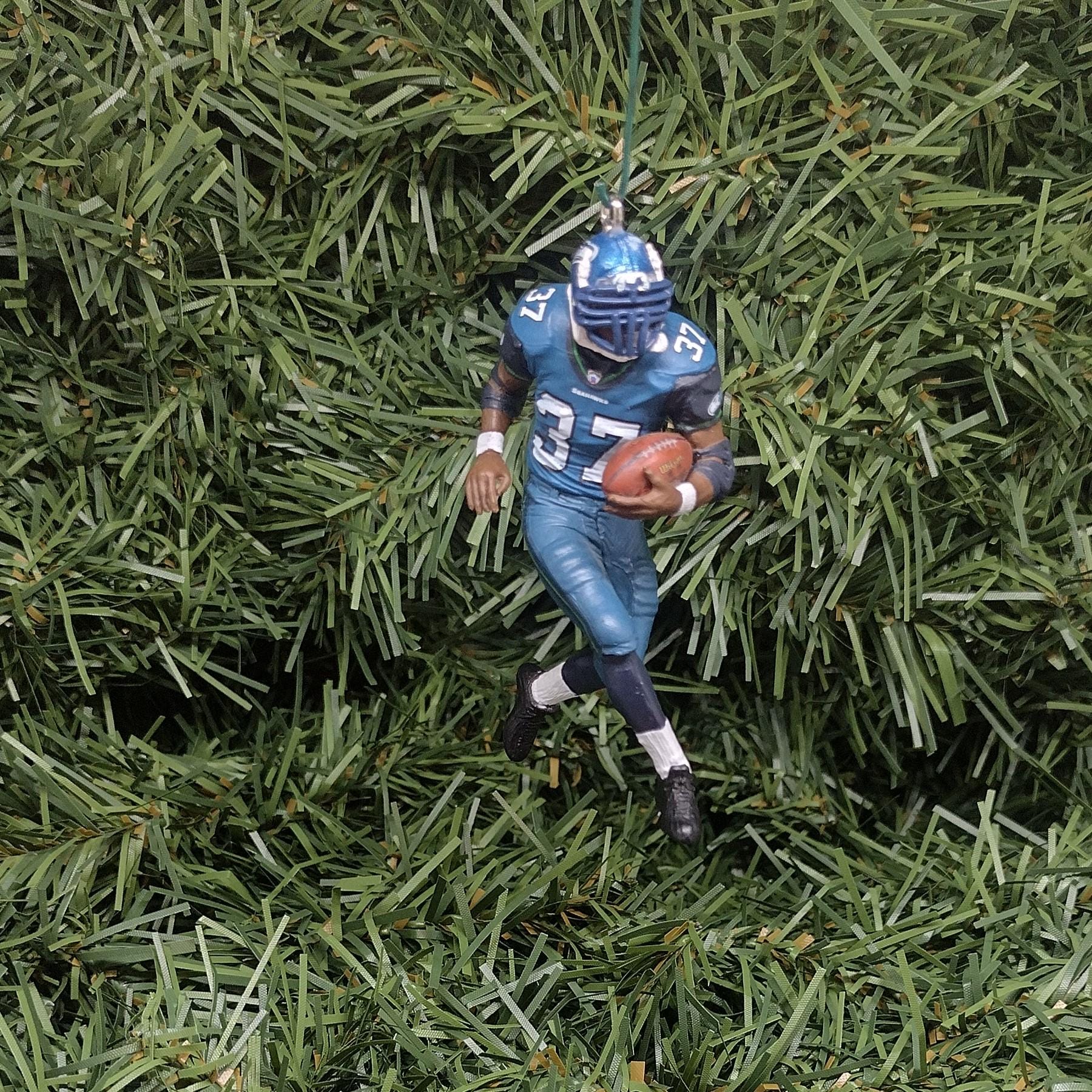 Seattle Seahawks Ornament Christmas Gift Idea Shaun Alexander Unique Xmas Tree Decoration NFL Football Figure