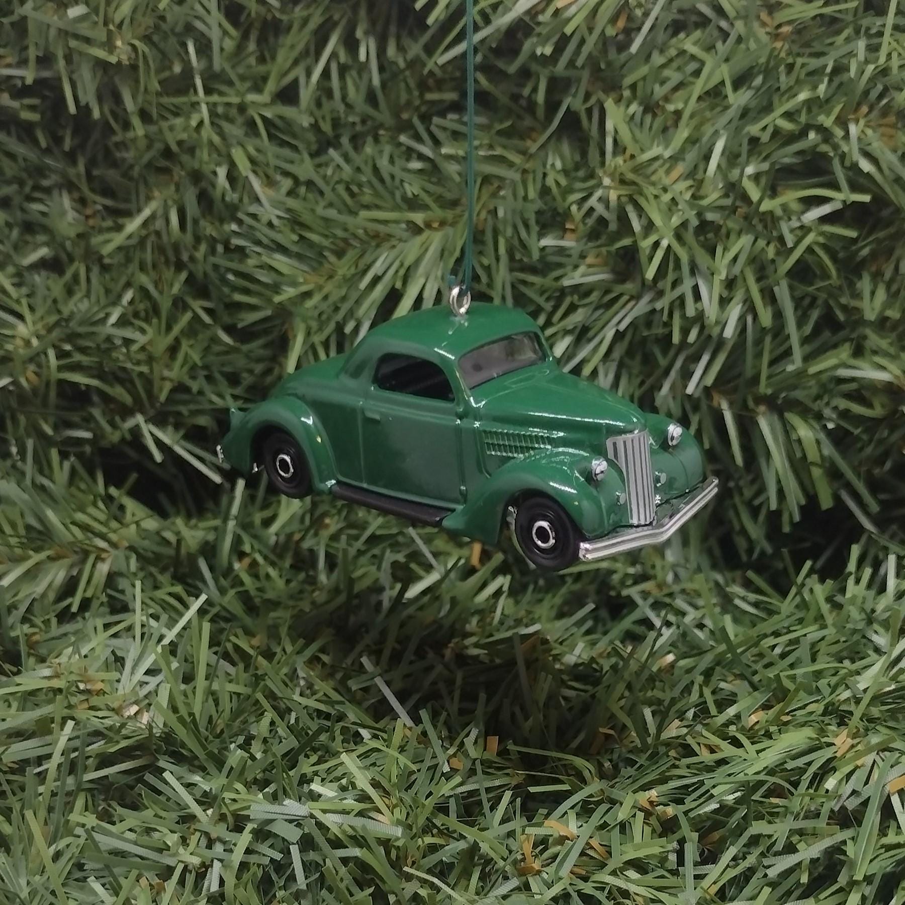 1936 Ford Coupe Ornament Christmas Gift Xmas Tree Decoration Green Red