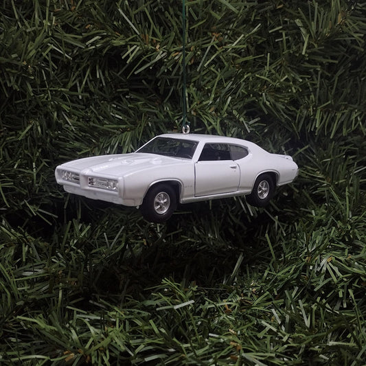 1969 PONTIAC GTO Ornament Christmas Tree Decoration Fun Car Gift Unique Xmas Present White
