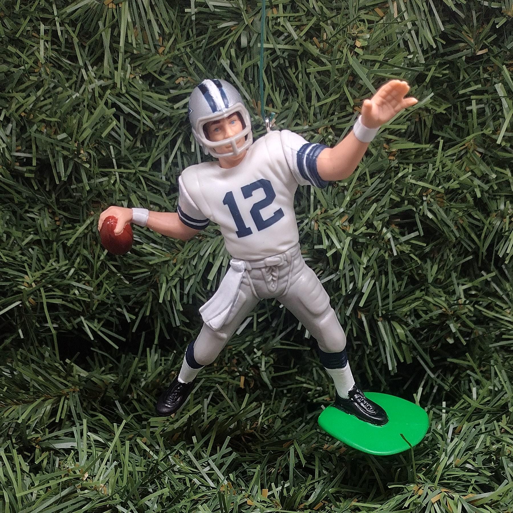 Roger Staubach Dallas Cowboys Ornament Christmas Gift Idea Unique Xmas Tree Decoration NFL Football Figure